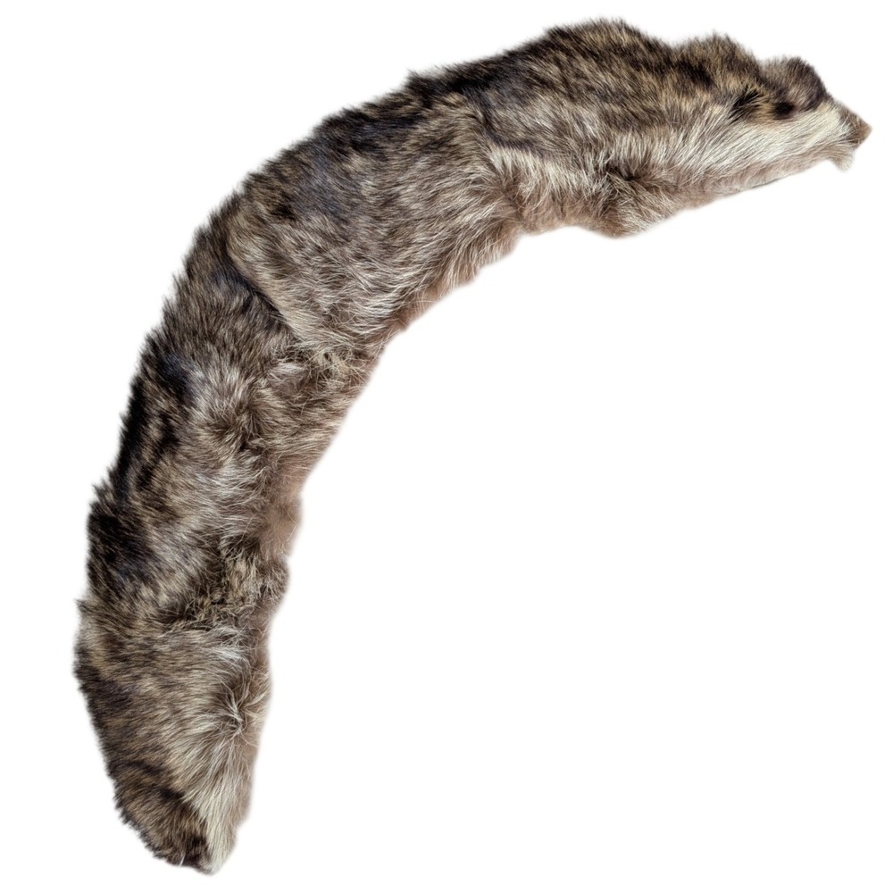 Vintage Real‎ Fur Collar Wrap Brown Tan Quilted Lining Hook Eye Closure 33 Inch